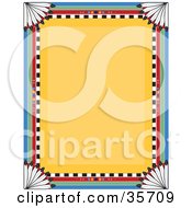 Clipart Illustration Of A Native American Border Over A Yellow Background With Feathers In The Corners by Maria Bell #COLLC35709-0034