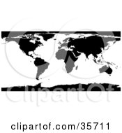 Clipart Illustration Of A Black And White World Atlas Map With The Continents And Oceans by dero