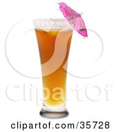 Clipart Illustration Of A Pink Umbrella In A Tall Sun Orange Cocktail Drink