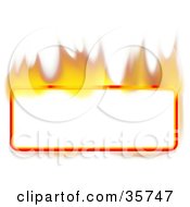 Poster, Art Print Of Flaming Blank Rectangle Text Box Or Sign