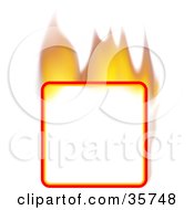 Poster, Art Print Of Flaming Blank Square Text Box Or Sign