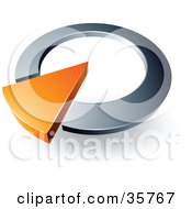 Clipart Illustration Of A Pre Made Logo Of An Orange Arrow In A Silver Circular Dial
