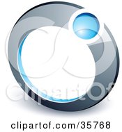 Poster, Art Print Of Pre-Made Logo Of A Blue Ball In A Chrome Ring