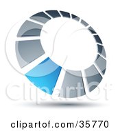 Clipart Illustration Of A Pre Made Logo Of A Blue Square In A Chrome Dial