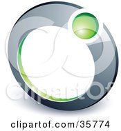 Poster, Art Print Of Pre-Made Logo Of A Green Ball In A Chrome Ring