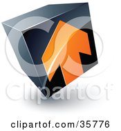 Poster, Art Print Of Pre-Made Logo Of An Orange Arrow On A Tilted Black Cube