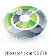 Poster, Art Print Of Pre-Made Logo Of A Chrome And Green Target Or Circles