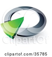 Clipart Illustration Of A Pre Made Logo Of A Green Arrow In A Silver Circular Dial by beboy
