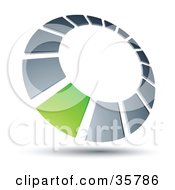 Clipart Illustration Of A Pre Made Logo Of A Green Square In A Chrome Dial