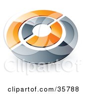 Poster, Art Print Of Pre-Made Logo Of A Chrome And Orange Target Or Circles
