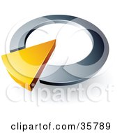 Clipart Illustration Of A Pre Made Logo Of A Yellow Arrow In A Silver Circular Dial