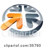 Pre-Made Logo Of An Orange Arrow Standing Out In A Circle Of Chrome Arrows