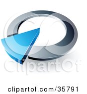 Clipart Illustration Of A Pre Made Logo Of A Blue Arrow In A Silver Circular Dial by beboy
