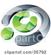 Clipart Illustration Of A Pre Made Logo Of A Chrome And Green Copyright Symbol