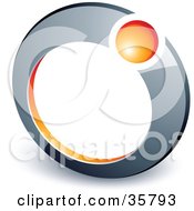 Poster, Art Print Of Pre-Made Logo Of An Orange Ball In A Chrome Ring