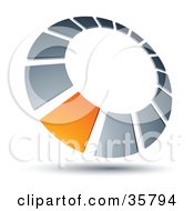 Clipart Illustration Of A Pre Made Logo Of An Orange Square In A Chrome Dial