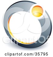 Poster, Art Print Of Pre-Made Logo Of A Yellow Ball In A Chrome Ring