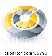 Poster, Art Print Of Pre-Made Logo Of A Chrome And Yellow Target Or Circles