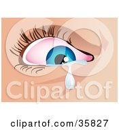 Clipart Illustration Of A Blue Womans Eye Shedding A Tear