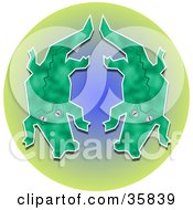 Clipart Illustration Of A Pair Of Gators Floating In A Murky Green And Blue Pond by Prawny