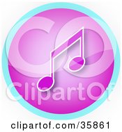 Clipart Illustration Of A Purple Music Note Icon Button With Blue Trim