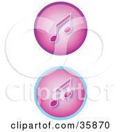 Set Of Two Pale Purple Music Icon Buttons With Music Notes