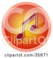 Clipart Illustration Of A Shiny Red And Orange Music Note Icon Button With A Pink Ring by YUHAIZAN YUNUS