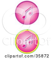 Clipart Illustration Of A Set Of Two Pink Music Icon Buttons With Music Notes