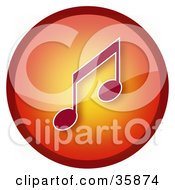 Clipart Illustration Of A Gradient Red And Orange Music Note Icon Button