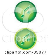 Clipart Illustration Of A Set Of Two Green Music Icon Buttons With Music Notes