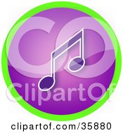 Clipart Illustration Of A Shiny Purple Music Note Icon Button Circled In Green