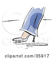 Clip Art Illustration Of A Womans Foot In Jeans And A High Heeled Shoe Taking A Step by Lisa Arts #COLLC35917-0088