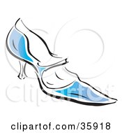 Blue High Heel Shoe With A Pointy Toe