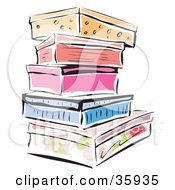 Clipart Illustration Of A Stack Of Colorful Shoe Boxes Or Storage Containers by Lisa Arts #COLLC35935-0088