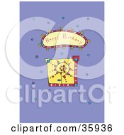 Poster, Art Print Of Spiraling Flower With Colorful Confetti And A Happy Birthday Greeting