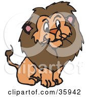 Poster, Art Print Of Furry Brown Male Lion With A Big Mane