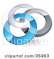 Clipart Illustration Of A Pre Made Logo Of Silver Gray And Blue Rings Entwined