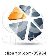 Clipart Illustration Of A Pre Made Logo Of A Circle Of Orange And Silver Triangles