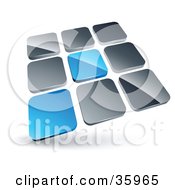Clipart Illustration Of A Pre Made Logo Of Two Blue Tiles Standing Out From Rows Of Silver Tiles by beboy