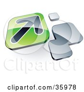 Clipart Illustration Of A Pre Made Logo Of An Arrow On A Green Box Near Orange Squares