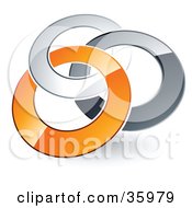 Poster, Art Print Of Pre-Made Logo Of Silver Gray And Orange Rings Entwined