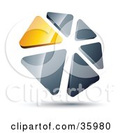 Poster, Art Print Of Pre-Made Logo Of A Circle Of Yellow And Silver Triangles