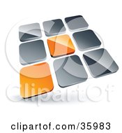 Poster, Art Print Of Pre-Made Logo Of Two Orange Tiles Standing Out From Rows Of Silver Tiles