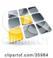 Poster, Art Print Of Pre-Made Logo Of Two Yellow Tiles Standing Out From Rows Of Silver Tiles