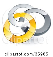 Poster, Art Print Of Pre-Made Logo Of Silver Gray And Yellow Rings Entwined