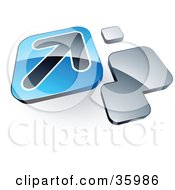 Clipart Illustration Of A Pre Made Logo Of An Arrow On A Blue Box Near Orange Squares