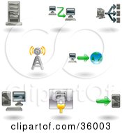 Clipart Illustration Of A Set Of Nine Shiny Computer Icons