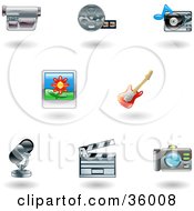 Clipart Illustration Of A Set Of Nine Shiny Entertainment Icons