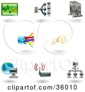 Poster, Art Print Of Set Of Nine Shiny Computer Technology Icons