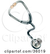 Clipart Illustration Of A Black And Chrome Stethoscope